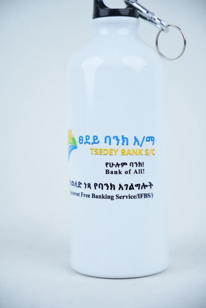 Branded water bottle for Tsedey Bank